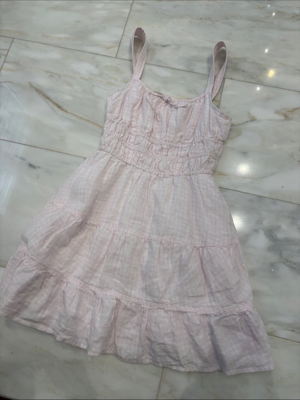 Sunday Best Light Pink Tiered Sundress with Smocked Bodice from Aritzia